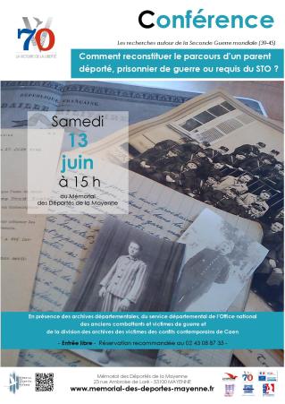 affiche conférence 13 06 2015  Mémorial des Déportés  Mayenne